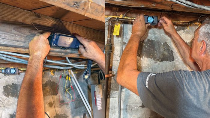 Photo of Mike Lombardi connecting and starting the Flo unit.